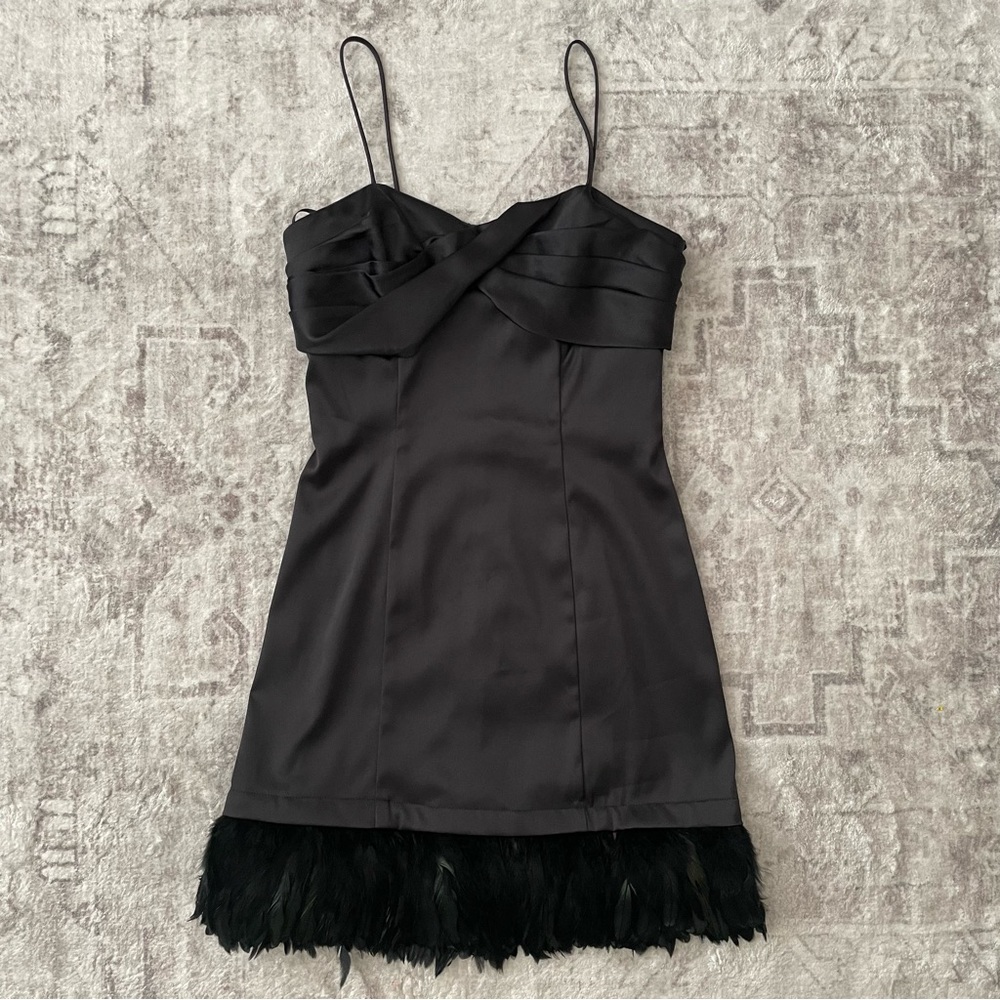 Vintage Roberta Mini‎ Cocktal Feather Hem Dress XS